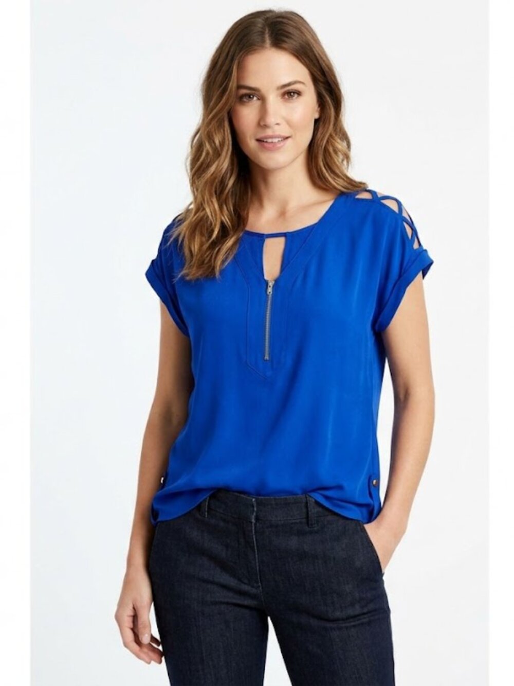 Love Letter Collection Silky Gorgeous Short Sleeve Blouse Shirt Top